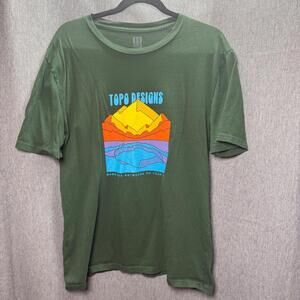 Topo Design Co Men's L Green Organic‎ Cotton Graphic Tee